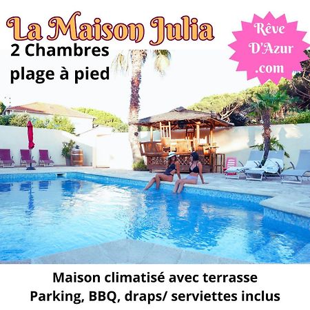 Reve D'Azur, 2 Chambres, Maison Julia En Bord De Mer A La Nartelle, Piscine Partagee, Parking & Terrasse Bbq, Wifi Et Draps Inclus Plage A Pied Sainte-Maxime Luaran gambar