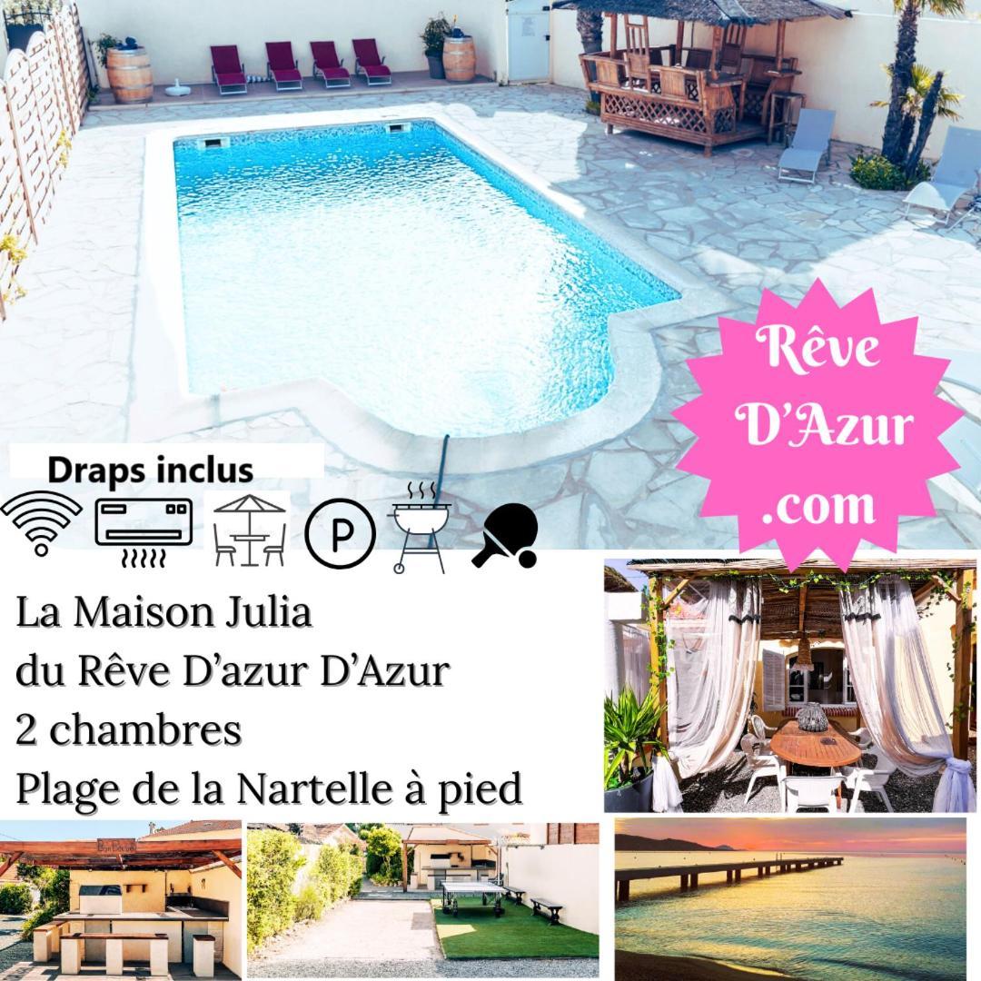Reve D'Azur, 2 Chambres, Maison Julia En Bord De Mer A La Nartelle, Piscine Partagee, Parking & Terrasse Bbq, Wifi Et Draps Inclus Plage A Pied Sainte-Maxime Luaran gambar